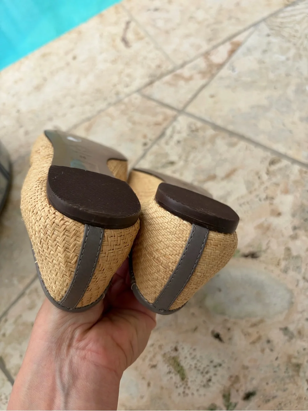 Woven Raffia Bow Ballet Flats in Natural and Gray